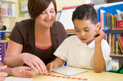 Teacher with student